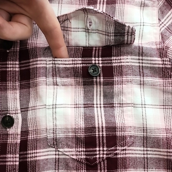 TILLEY Women's Pink Plaid Flannel Cotton Button  Down Shirt Front Pockets Sz M - Picture 6 of 13
